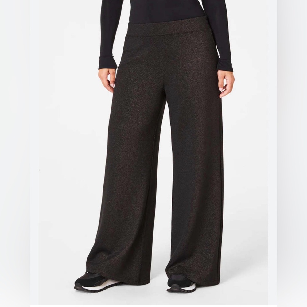 SPANX AirEssentials Wide Leg Shimmer Pants Black Size Medium